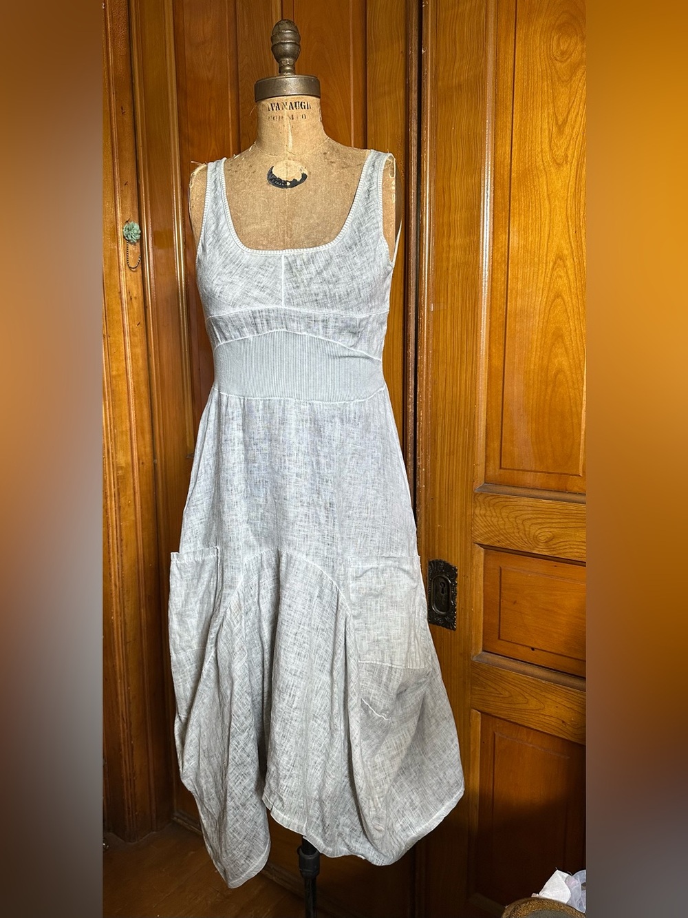 Linen dress Inzio Magic made in Italy deep pockets rib bodice quality linen